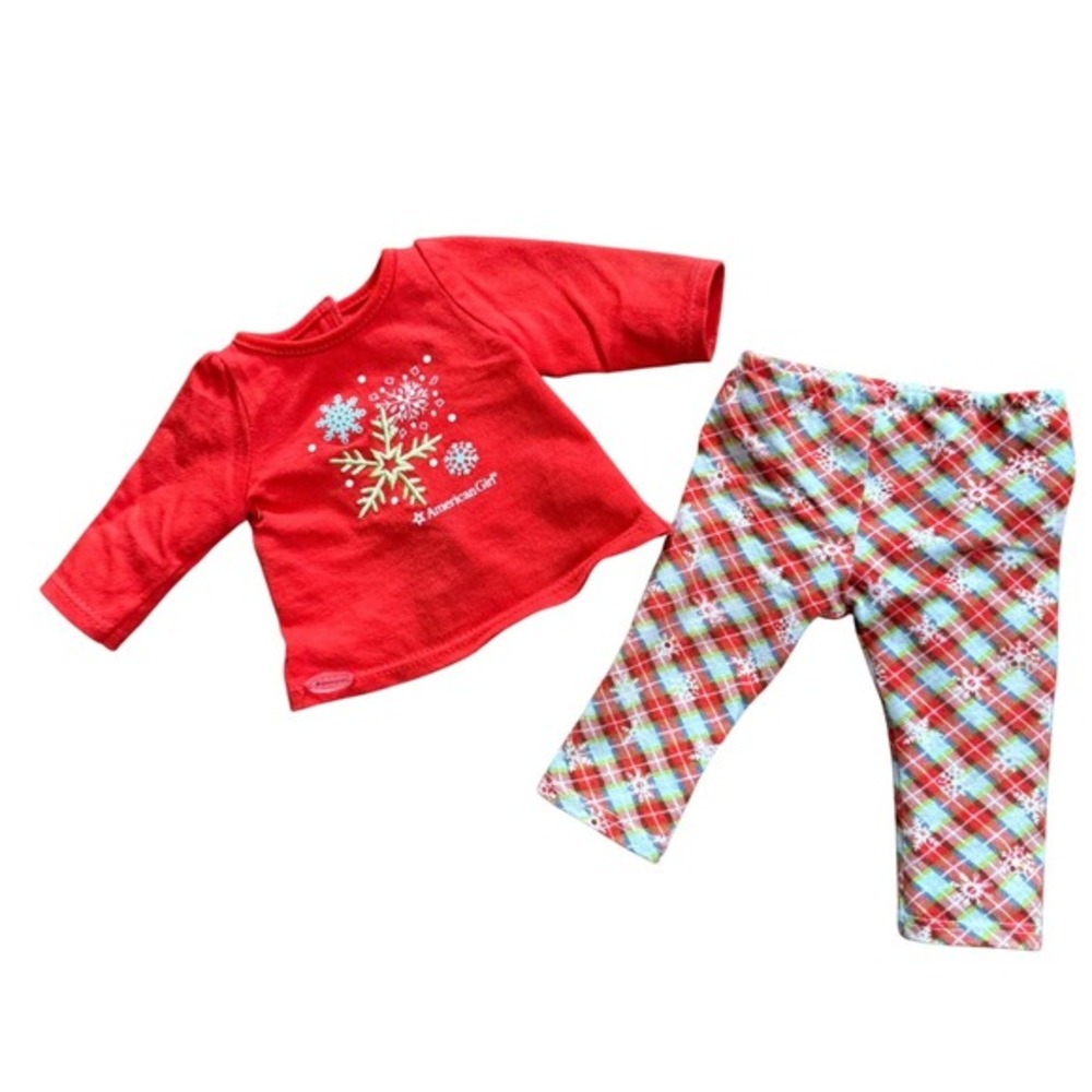 American Girl Holiday Dreams Red Snowflake‎ Pajama Set 18" Doll Clothes Set